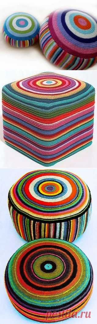 Вяжем для интерьера: "пуфы, табуретки, скамеечки"