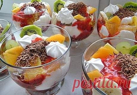 Десерт с киви, апельсином и безе - Рецепты с фото