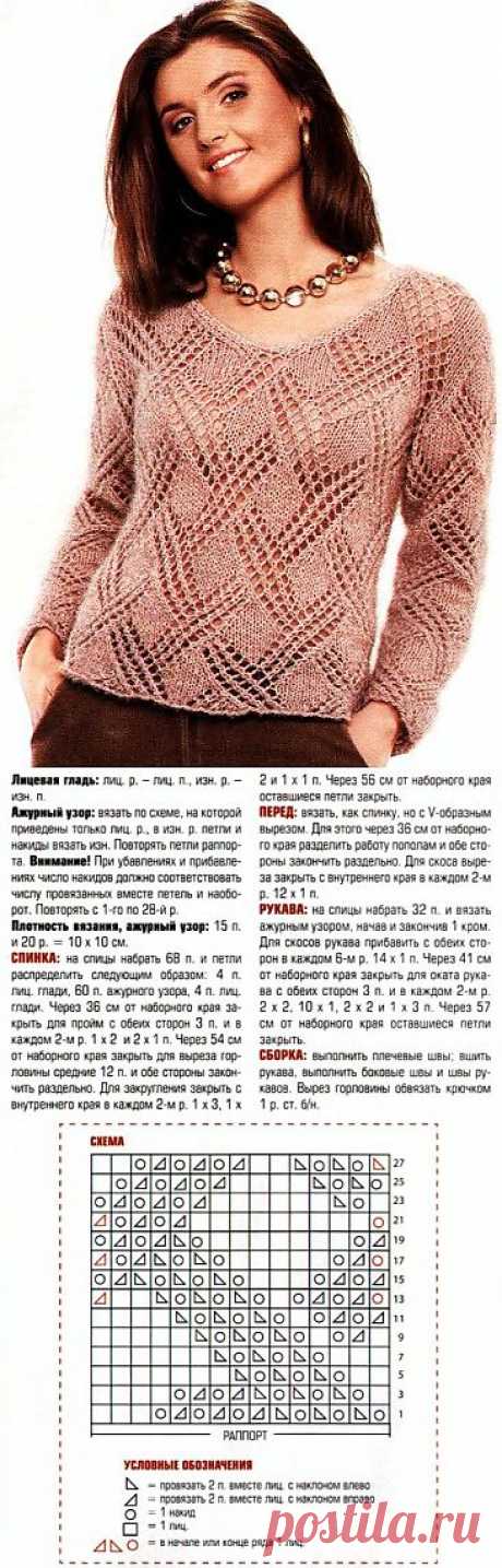 Ажурная кофта спицами