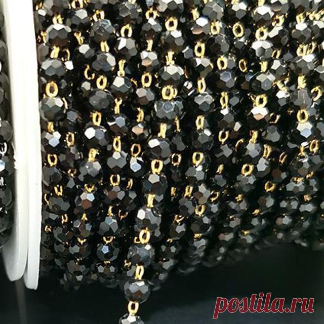 Цветные бусины 1 метр, 4 мм, цепочка из бисера, стеклянные Хрустальные Бусины, аксессуары для ожерелья, цепочки, для изготовления ювелирных изделий, компоненты для рукоделия, «сделай сам» | Украшения и аксессуары | АлиЭкспресс