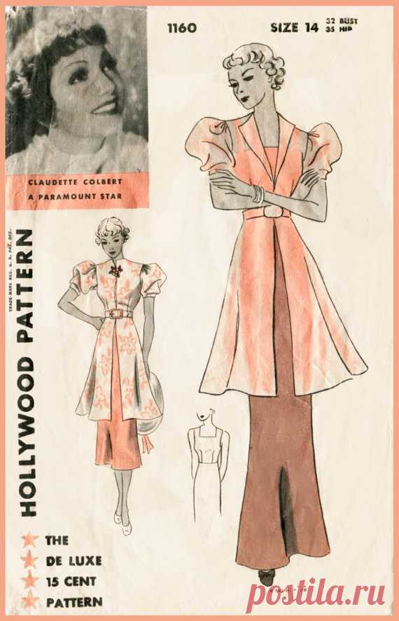 Vintage sewing pattern 1930s 30s hollywood от LadyMarloweStudios