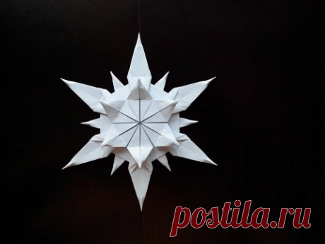 Красивая снежинка оригами, (Riccardo Foschi) Beautiful snowflake origami - YouTube