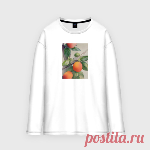 Мужской лонгслив oversize хлопок Абрикос арт Лонгслив — это футболка с длинным рукавом из дышащего, приятного для тела хлопка
