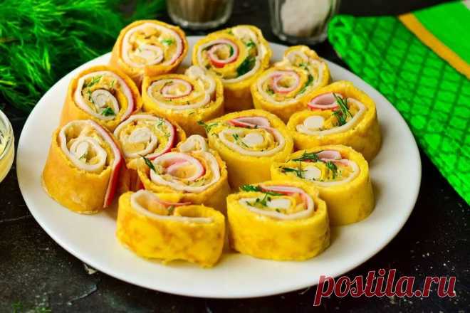 Роллы из омлета Рецепты Завтрак - Журнал полезных советов