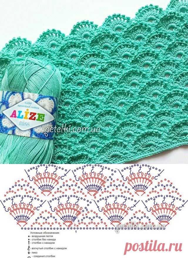 Узор крючком. Чешуйки. Схема