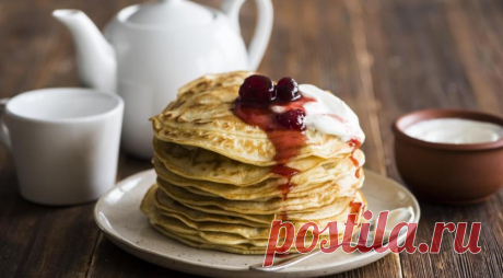 Пышные, вкусные и не рвущиеся блины без яиц! — Вкусные рецепты