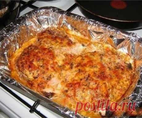 Острая свинина с сыром и грибами в духовке