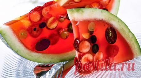 Желе в арбузе, пошаговый рецепт с фото