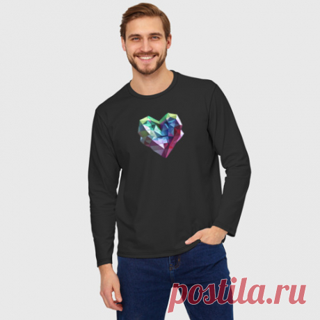 Мужской лонгслив oversize хлопок Геометрическое полигональное сердце - купить по цене 1855 руб в интернет-магазине Всемайки, арт 3643527