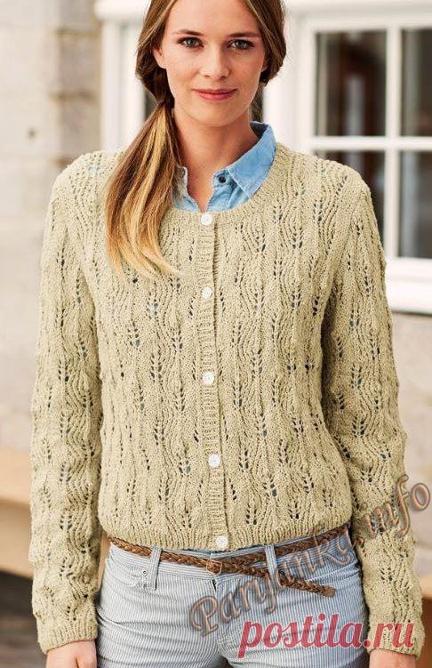 Ажурный жакет с круглым вырезом горловины (ж) 15*178 Bergere de France №4785