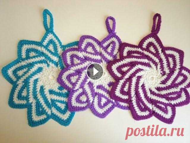 Кухонная салфетка-прихватка крючком "Снежинка" на 8 мартаKitchen napkin crochet "Snowflake". Учимся вязать симпатичную салфетку крючком. Симпатичный и практичный подарок на 8 марта.Подробное обучение ....