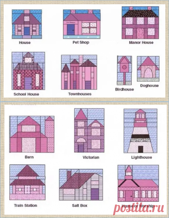 От сумок до ковров - простая и джинсовая аппликация с домиками - схемы и примеры - большая подборка для мастериц - 40 коллажей | МНЕ ИНТЕРЕСНО | Яндекс Дзен