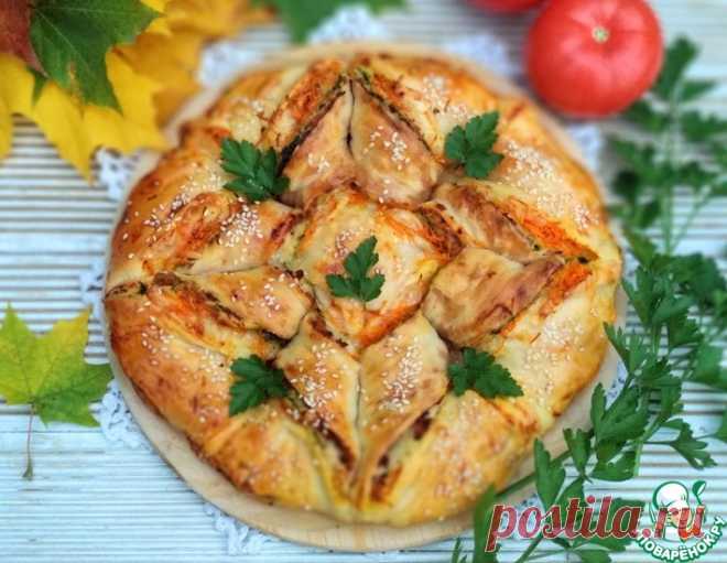 Пирог-пицца с тремя начинками – кулинарный рецепт