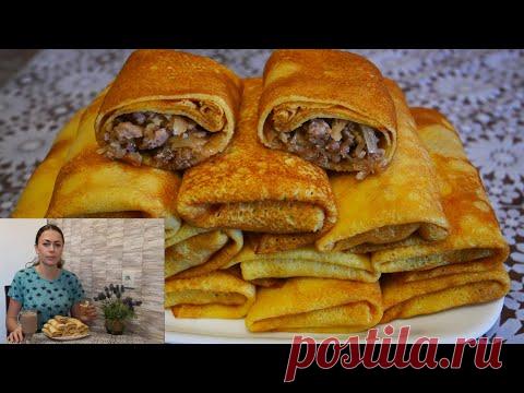 Блины на молоке и кипятке. БЛИНЫ с ФАРШЕМ и КАПУСТОЙ. ПРОЩЕ РЕЦЕПТА НЕ НАЙДЕТЕ!!!