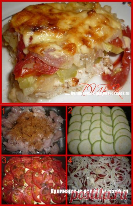 Куриное филе, запеченное с кабачками