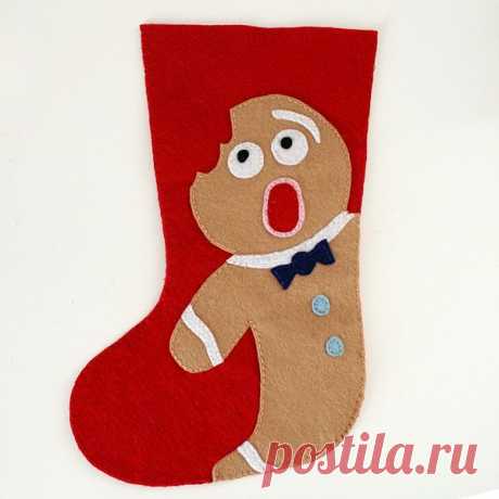 Felt Christmas Stocking Pattern Distressed Gingerbread Man