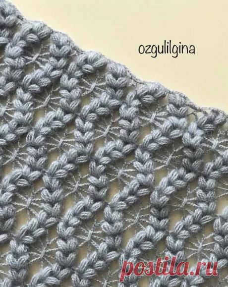 Узор Косички и Паучки для палантина/шарфа | Вязание крючком от Елены Кожухарь