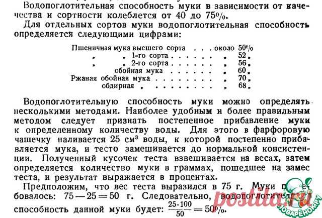 определение влагопоглотительность муки