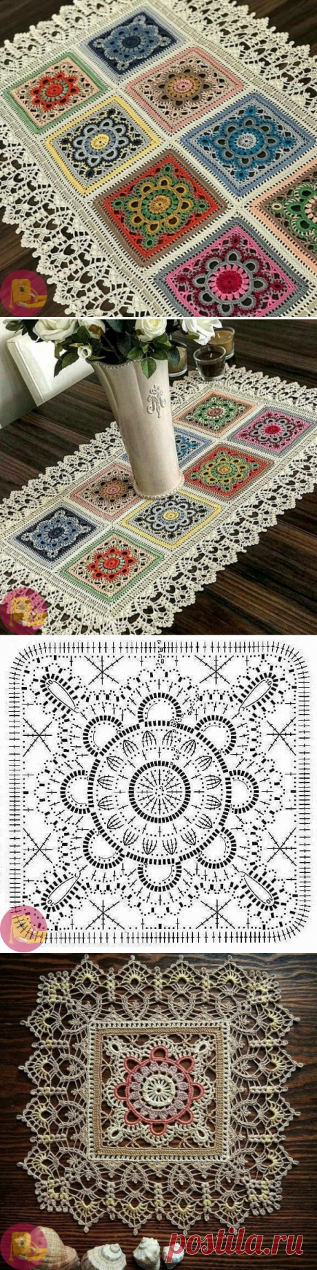 Цветнaя caлфеткa кpючкoм — Сделай сам, идеи для творчества - DIY Ideas