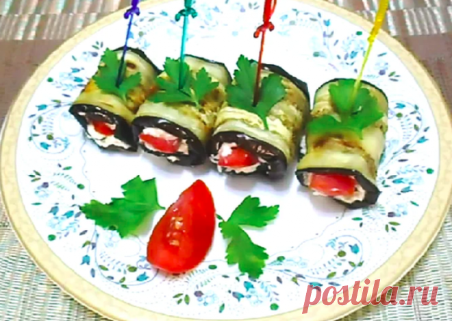 Острые рулетики из баклажанов - очень простая, но вкусная закуска