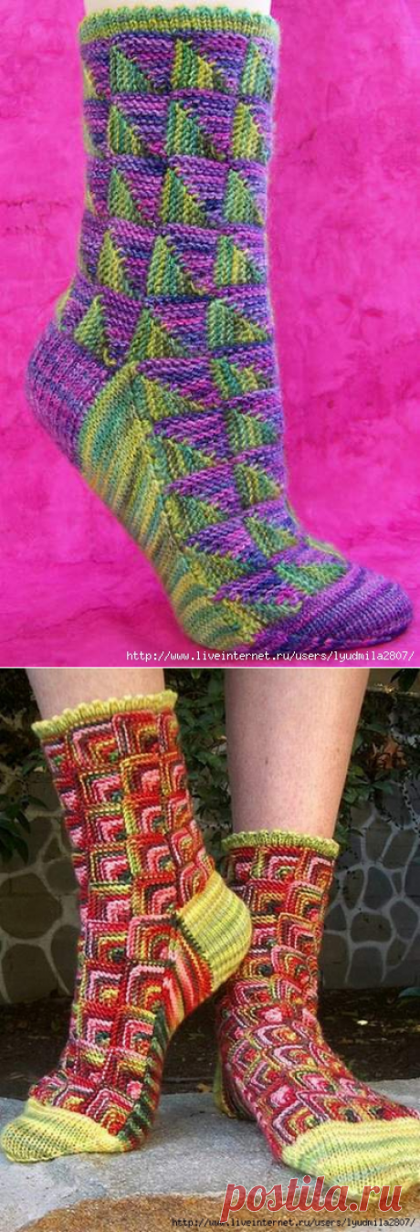 Носки &quot;Posey&quot; в стиле пэчворк спицами