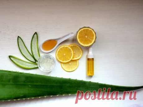 Cosmetic facial mask based on Aloe Vera, honey and lemon juice and olive oil