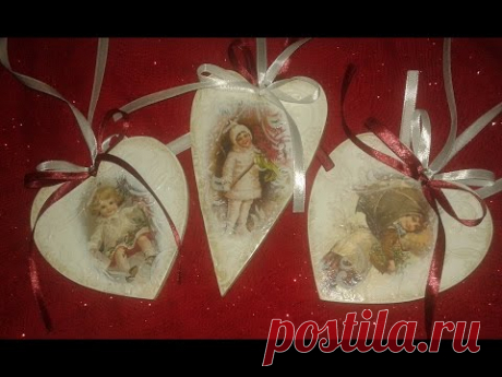 Новогодние подвески.  Ручная работа.  Декупаж.
