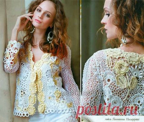 Жакет ирландским кружевом. Схемы, описание, мастер класс .