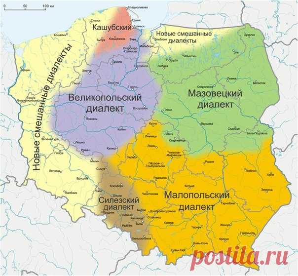 Карта диалектов польского языка
