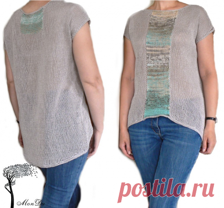 Летняя туника-безрукавка простыми узорами из пряжи 2-х цветов. Спицами. ИДЕЯ. / MonDu .robótkowanie.