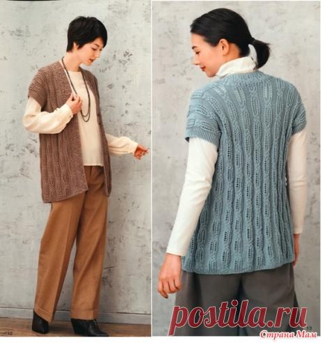 Удлиненный жилет. (два цвета). Спицы. - ВЯЗАНАЯ МОДА+ ДЛЯ НЕМОДЕЛЬНЫХ ДАМ - Страна Мам