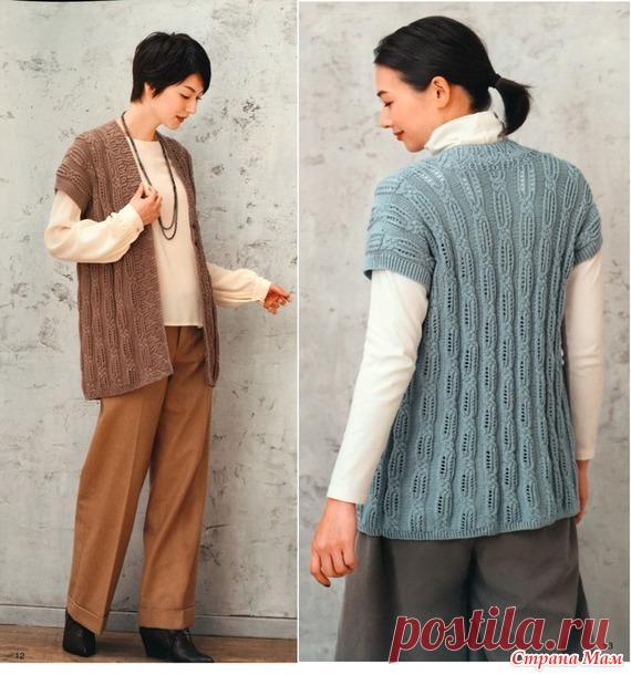 Удлиненный жилет. (два цвета). Спицы. - ВЯЗАНАЯ МОДА+ ДЛЯ НЕМОДЕЛЬНЫХ ДАМ - Страна Мам
