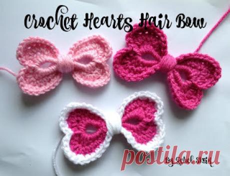 Rebel Skein: Crochet Hearts Hair Bow
