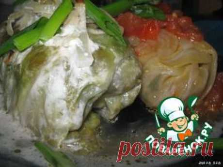 Голубцы, запечeнные под сметанно-луковым соусом - кулинарный рецепт