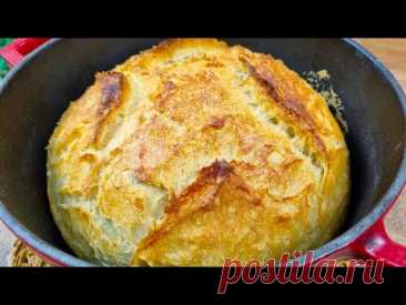 4 ингредиента! Не нужно месить хлеб! Любой может приготовить этот домашний хлеб!