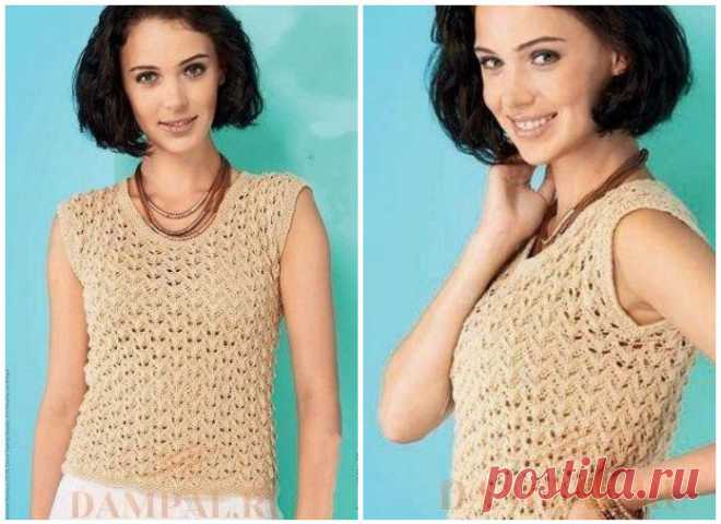 Бежевый ажурный топ