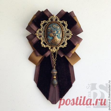 Купить брошь-орден с галстучком "Дриада" - коричневый, бронза, охра, винтаж, винтажный стиль