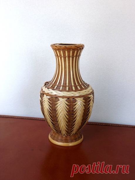 Bamboo Wicker Basket Vase Woven natural fibers от ForsythiaHill
