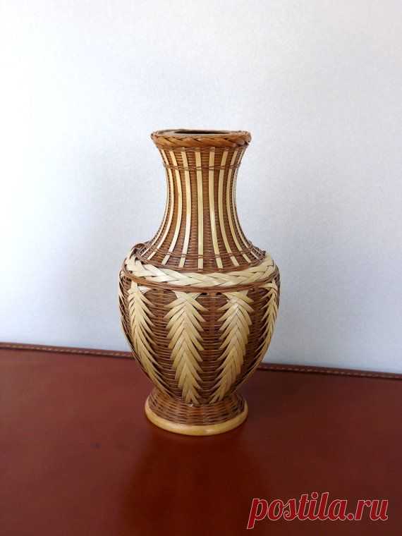 Bamboo Wicker Basket Vase Woven natural fibers от ForsythiaHill