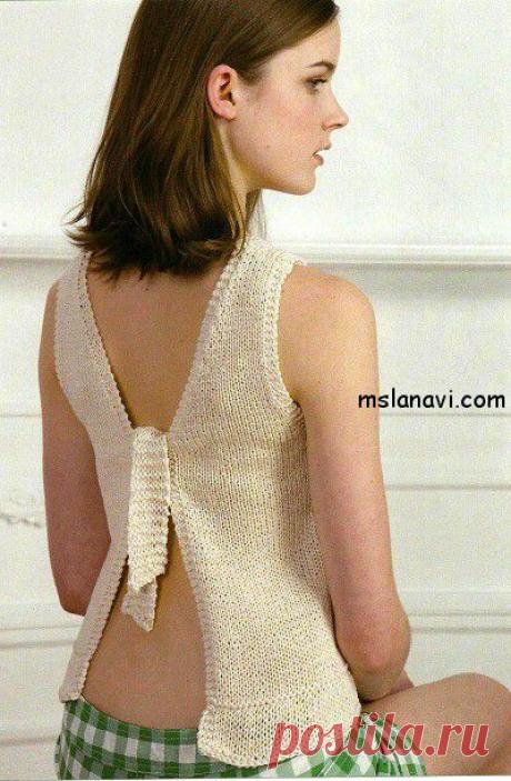 Открытый топ для девушек (вязание спицами)