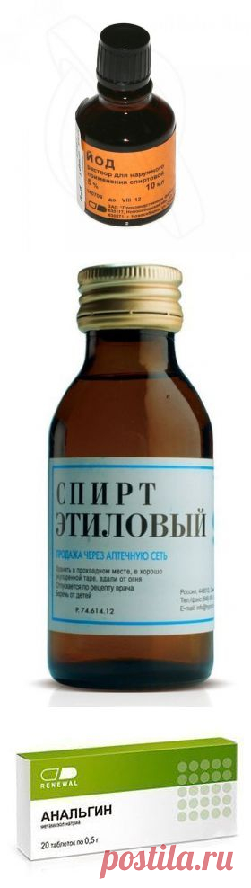Эффективное народное средство при болях в суставах

300 г спирта, 1 флакон камфорного спирта (10 мл), 1 пузырек йода (10 мл), 10 таблеток самого обыкновенного анальгина.
Все тщательно перемешать, настоять в темном месте 21 день, и можно пользоваться.
Лечит все: радикулиты, артриты, артрозы, остеохондрозы - все, что связано с суставами, костной тканью и мышц