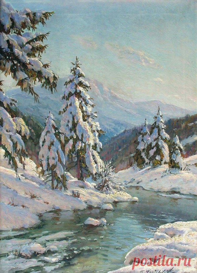 Константин Александрович Вещилов (1878-1945)
«Зимний пейзаж с елями»