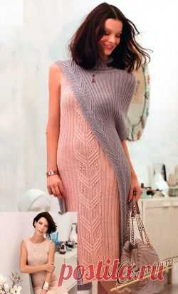 Как связать спицами элегантное пончо с косами