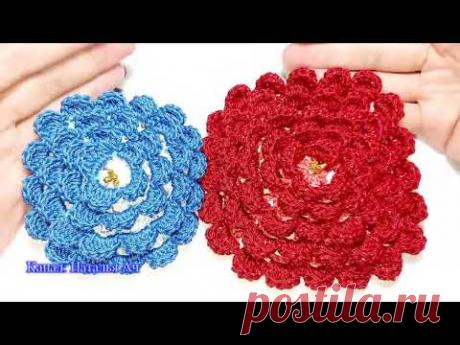 Роза "Гжель" на Бабушкином квадрате - Схема + Мастер-класс