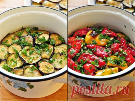Закуска из маринованных баклажанов и перцев-гриль — Копилочка полезных советов