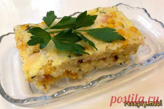 Рисовая запеканка в духовке с курицей и кукурузой «Солнышко»