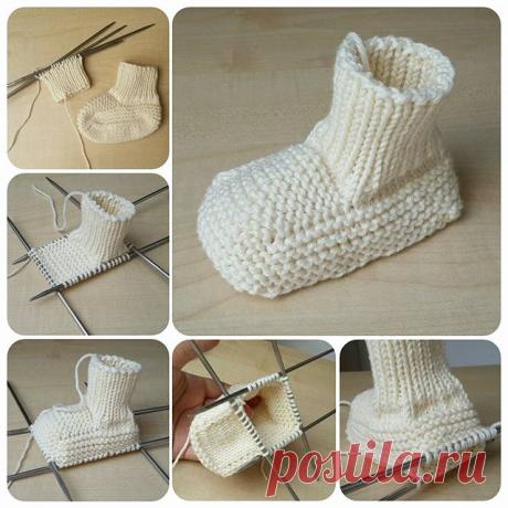Пинетки на 0-3 месяца из Drops Cotton merino