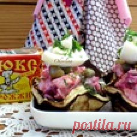 Блинные тарталетки с сельдью под шубой - кулинарный рецепт