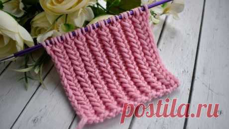 САМАЯ КРАСИВАЯ РЕЗИНКА (Вязание спицами) Шикарный пышный узор на основе резинки 1х2! Его можно использовать и как самостоятельный узор, и в качестве резинки, — он отлично тянется и хорошо держит форму при этом. И вязать его легко и просто…