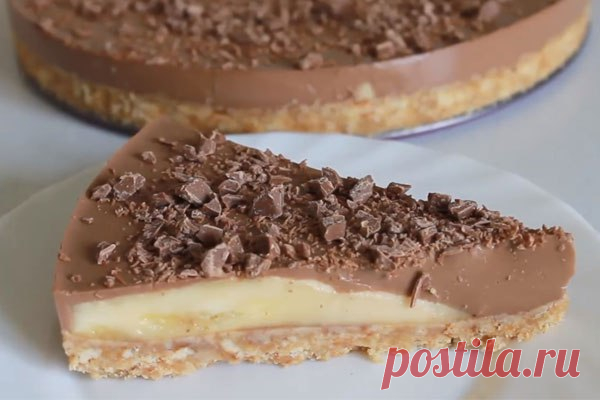 ​ШОКОЛАДНО- БАНАНОВЫЙ ТОРТ БЕЗ ВЫПЕЧКИ — Кулинарная книга - рецепты с фото
